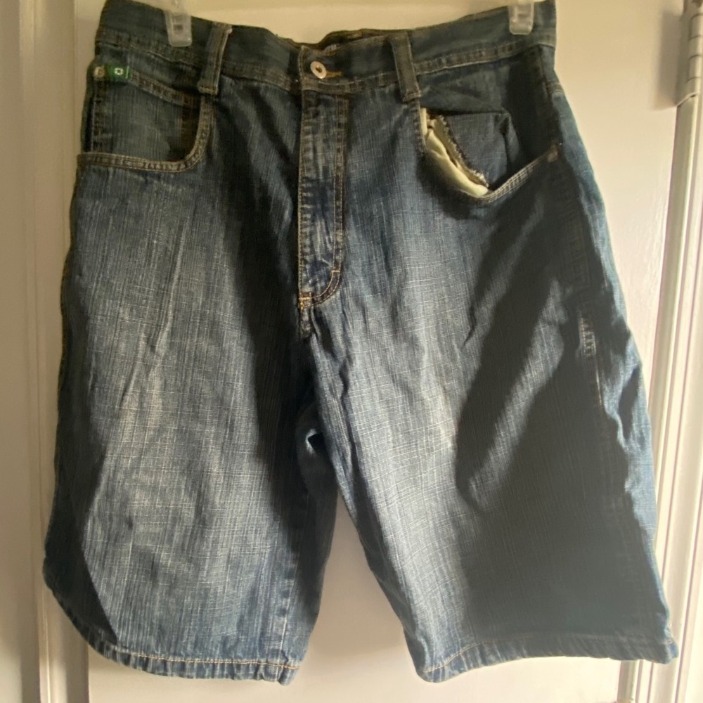 Southpole vintage Mens Denim Shorts Size 34 Blue Cargo Style Casual Y2K Baggy‎